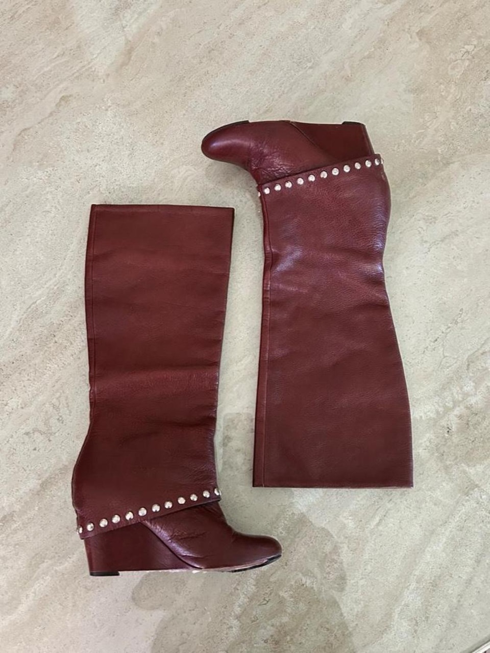 BCBG Knee High Foldover Wedge Boots